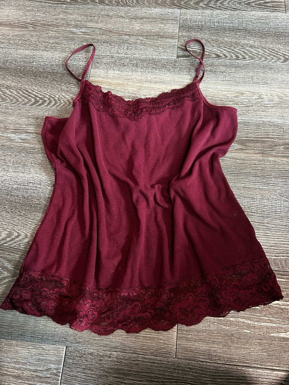 Cato Wine Burgundy Lace-Trim Camisole
